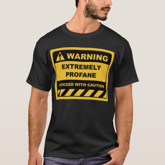 Offensief Human Warning Labels Profane T-shirt (Voorkant)