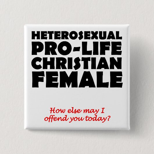 Offensieve Christelijke Knoopspeld voor Pro-life V Vierkante Button 5,1 Cm (Voorkant)