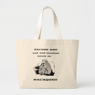 offensieve humor Funny Macaque aap Grote Tote Bag