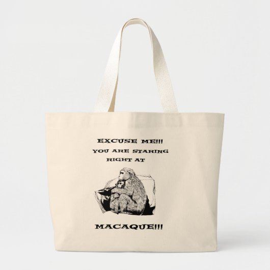 offensieve humor Funny Macaque aap Grote Tote Bag (Voorkant)