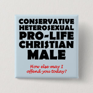 Offensieve pro-life mannelijke christelijke knoops vierkante button 5,1 cm