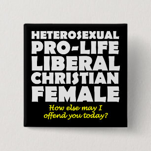 Offensieve pro-life vrouwelijke christelijke knoop vierkante button 5,1 cm