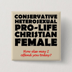 Offensieve Prolife Vrouwelijke Christelijke Knoop  Vierkante Button 5,1 Cm