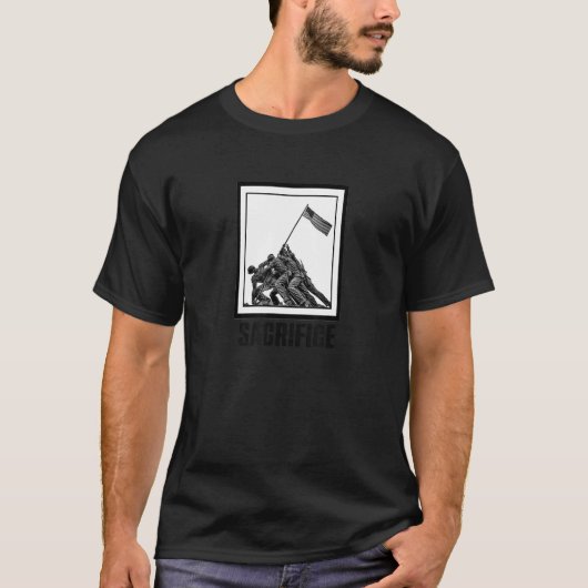 Offer Iwo Jima Oorlogsmonument Foto Kunst VS Trots T-shirt (Voorkant)