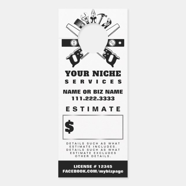 *~* Offerte Offerte Trades Carpenter QR Aannemer Deurhanger (Voorkant)