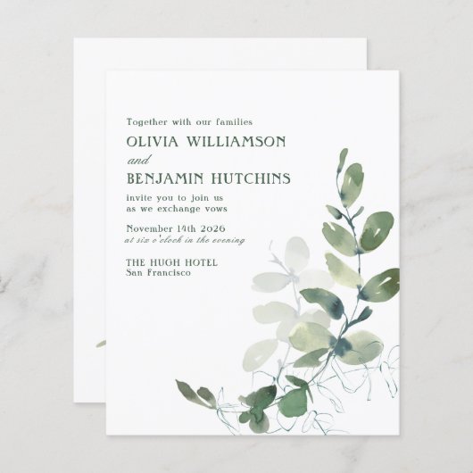 Offerte over botanische eucalyptusbruiloft (Voorkant / Achterkant)