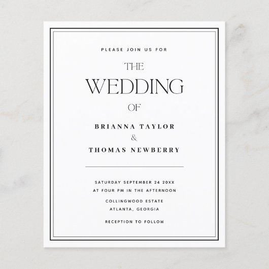 Offerte over budgetminimalistische uitnodiging voo (Voorkant)