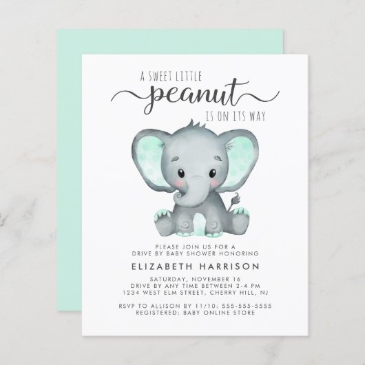 Offerte over een lephant-mint op Baby shower Uitno (Voorkant / Achterkant)