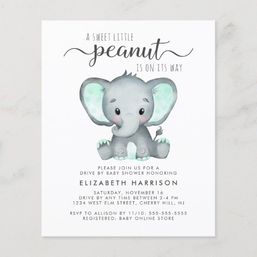 Offerte over een lephant-mint op Baby shower Uitno (Voorkant)