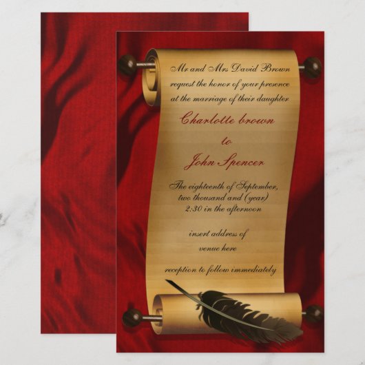Offerte over Rustic Scroll Red Wedding (Voorkant / Achterkant)
