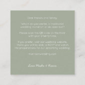 Offerte QR Code Open Bar Minimalistisch Sage Wedde Vierkante Visitekaartje (Achterkant)