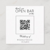 Offerte QR Code Open Bar Minimalistisch Sage Wedde Vierkante Visitekaartje (Voorkant)