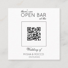 Offerte QR Code Open Bar Minimalistisch Sage Wedde Vierkante Visitekaartje