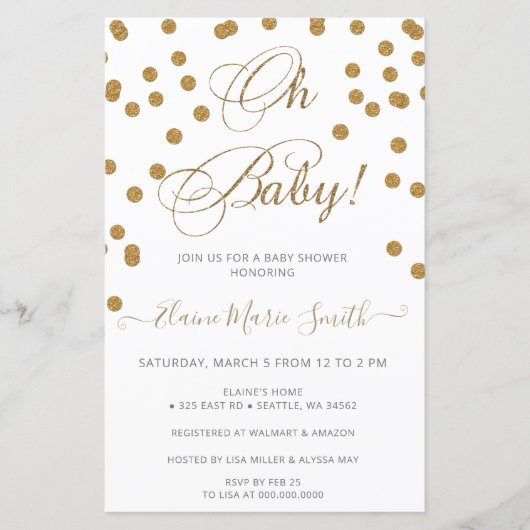 Offerte voor baby shower wit goud (Voorkant)