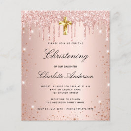 Offerte voor blinden roos glitter uitnodiging