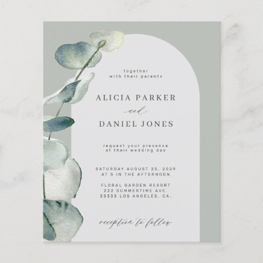 Offerte voor de bruiloft van eucalyptusboog flyer (Voorkant)