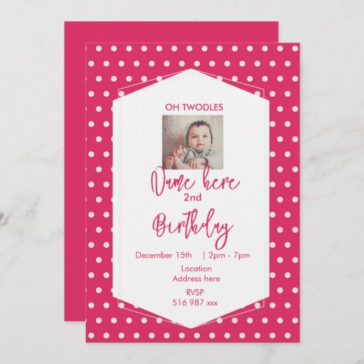 Offerte voor oh twodles-verjaardag aanpassen kaart (Voorkant / Achterkant)