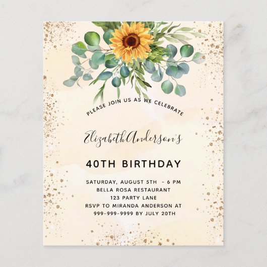 Offerte voor verjaardagsdagsbloem - eucalyptus (Voorkant)