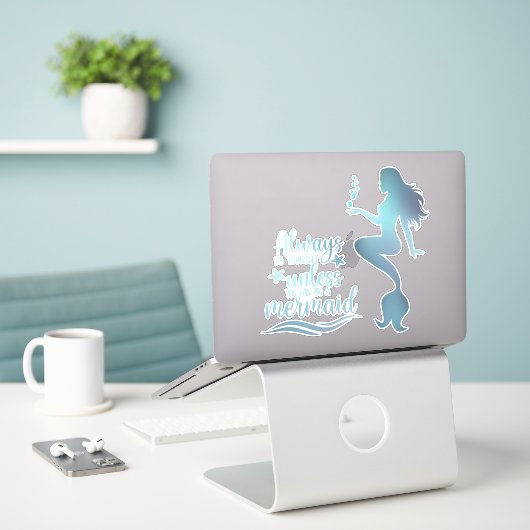 Offerte zeemeermin sticker (Laptop op bureau)