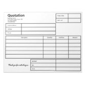 Offerte Zwart-wit Eenvoudige Business Sjabloon Notitieblok (Voorkant)