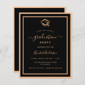 Offerte zwarte gouddegraduatie party-uitnodiging (Voorkant / Achterkant)