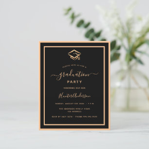 Offerte zwarte gouddegraduatie party-uitnodiging