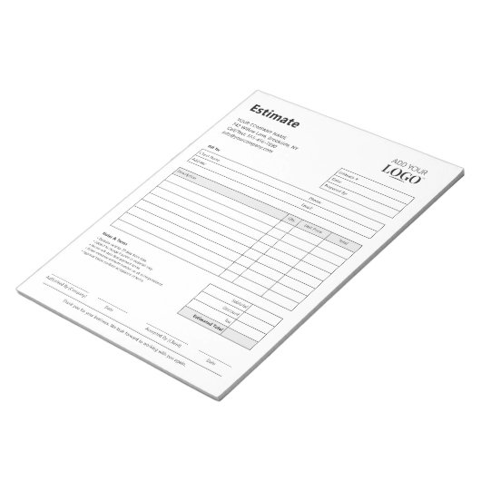 Offerteformulier | Moderne minimalistische profess Notitieblok (Schuin)