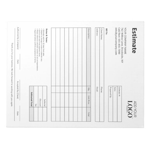 Offerteformulier | Moderne minimalistische profess Notitieblok (Voorkant)