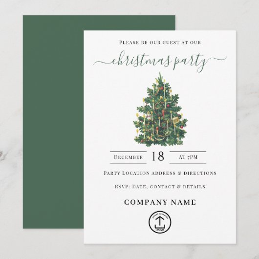 Office Christmas Party Holiday Vintage Elegant Kaart (Voorkant / Achterkant)