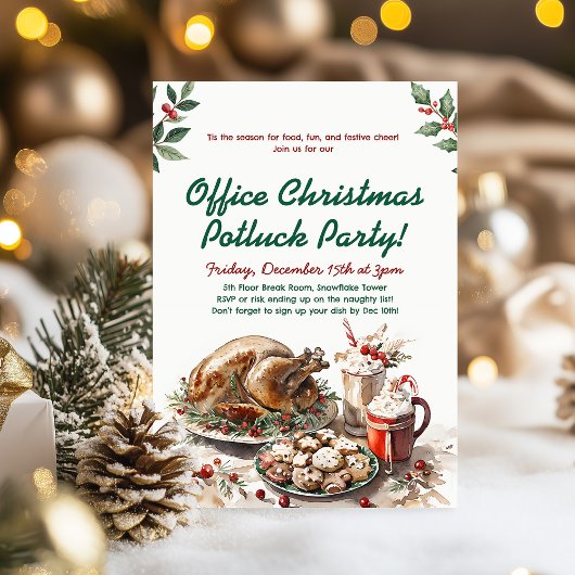 Office Christmas Potluck Holiday Party Kaart