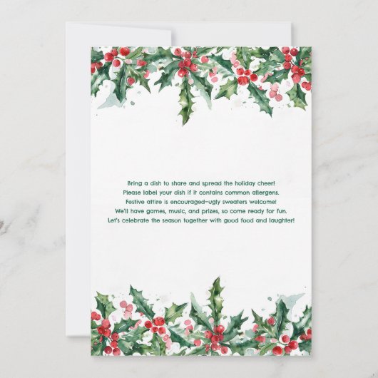 Office Christmas Potluck Holiday Party Kaart (Achterkant)