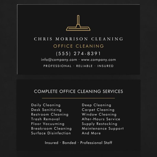 Office Cleaning Professional Black Gold Visitekaartje