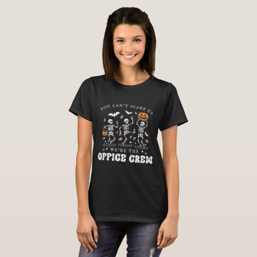 Office Crew Skeleton Dancing Halloween School Secr T-shirt (Voorkant volledig)