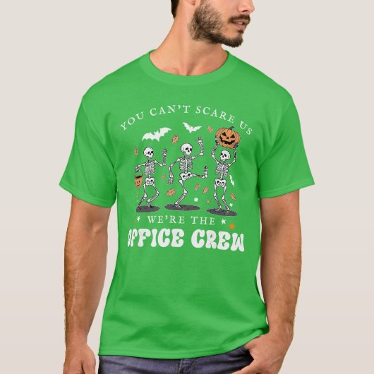 Office Crew Skeleton Dancing Halloween School Secr T-shirt (Voorkant)