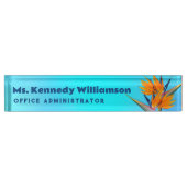 Office Desk Name Plate Aqua Bird of Paradise Naambordje (Voorkant)
