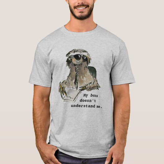 Office Humor Cartoon Sloth T Shirt (Voorkant)