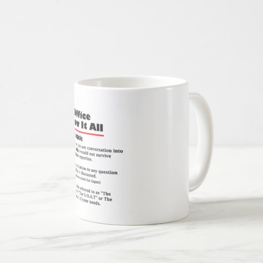 Office Humor Know It All Coffee Mok 2 (Voorkant rechts)