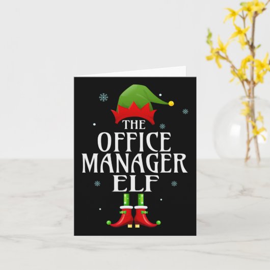 Office Manager Elf Xmas Matching Family Group CHRI Kaart (Gele Bloem)