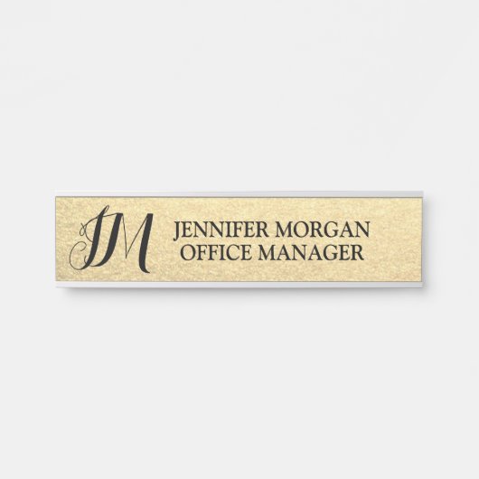 Office Manager monogrammed initialen name tag Deurbordje (Voorkant)