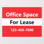 Office Space For Lease Bright Red Black and White Raamsticker (Vel)