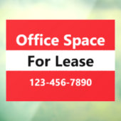 Office Space For Lease Bright Red Black and White Raamsticker (Vel 3)