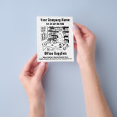 Office Supplies Cartoon Design Flyer (Hand)