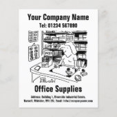 Office Supplies Cartoon Design Flyer (Voorkant)