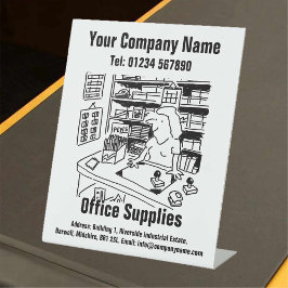 Office Supplies Counter Promotional Reclamebord Met Voetstuk