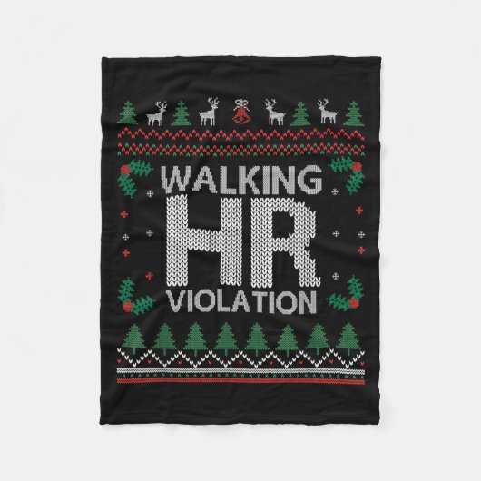 Office Ugly Christmas Funny Walking Hr Violation W Fleece Deken (Voorkant)