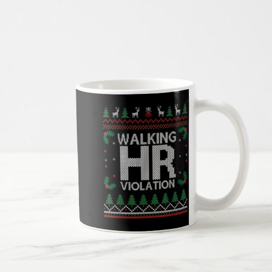 Office Ugly Christmas Funny Walking Hr Violation W Koffiemok (Rechts)