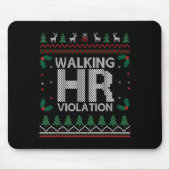 Office Ugly Christmas Funny Walking Hr Violation W Muismat (Voorkant)