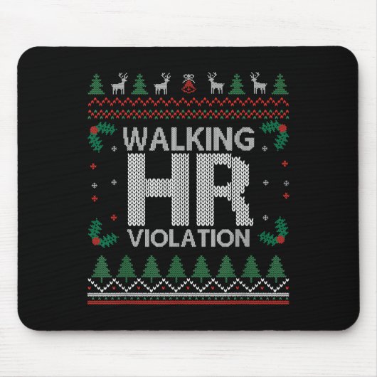 Office Ugly Christmas Funny Walking Hr Violation W Muismat (Voorkant)