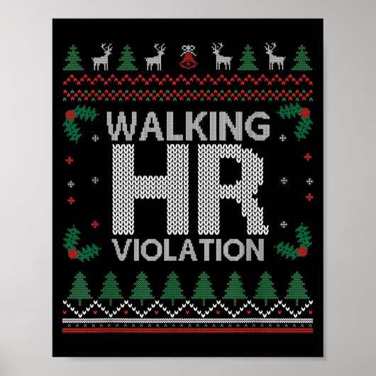 Office Ugly Christmas Funny Walking Hr Violation W Poster (Voorkant)