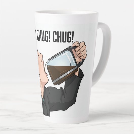 Office Woman Chugging Coffee From Pot Humor Latte Mok (Rechterhoek)